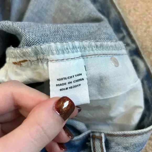 Princess Polly Xena Denim Shorts Blue Asymmetrical Cut Off Cotton Size 8 - Picture 5 of 5